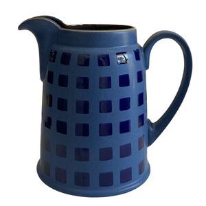 Vintage Denby Reflex Vintage Blue Square Design Stoneware Pitcher 32 oz Perfect!